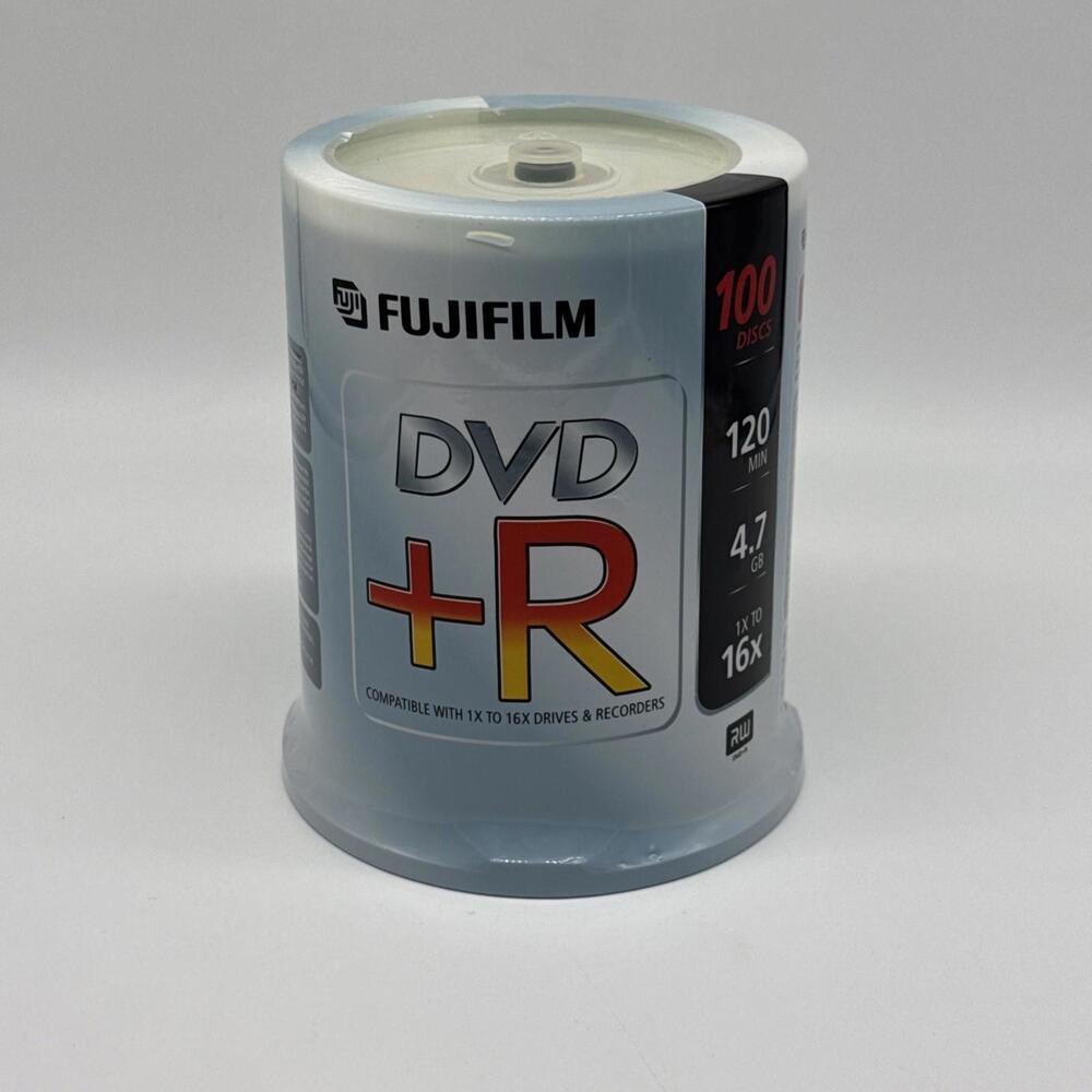 Fujifilm DVD+R 100 Pack DVD Recordable 16X 4.7 GB 120 Minutes Video New Sealed